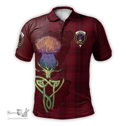 Scottish Stirling of Keir Clan Tartan with Thistle and Scotland Map Tartan Plaid Polo Shirt Scottish Plaid Tartan Plaid - ScotsTee - scotstee.com