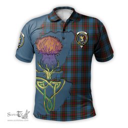 Scottish Stewart Royal Blue Clan Tartan with Thistle and Scotland Map Tartan Plaid Polo Shirt Scottish Plaid Tartan Plaid - ScotsTee - scotstee.com