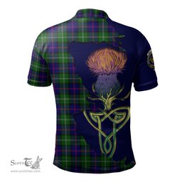 Scottish MacThomas Modern Clan Tartan with Thistle and Scotland Map Tartan Plaid Polo Shirt Scottish Plaid Tartan Plaid - ScotsTee - scotstee.com