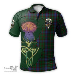 Scottish Skene Clan Tartan with Thistle and Scotland Map Tartan Plaid Polo Shirt Scottish Plaid Tartan Plaid - ScotsTee - scotstee.com