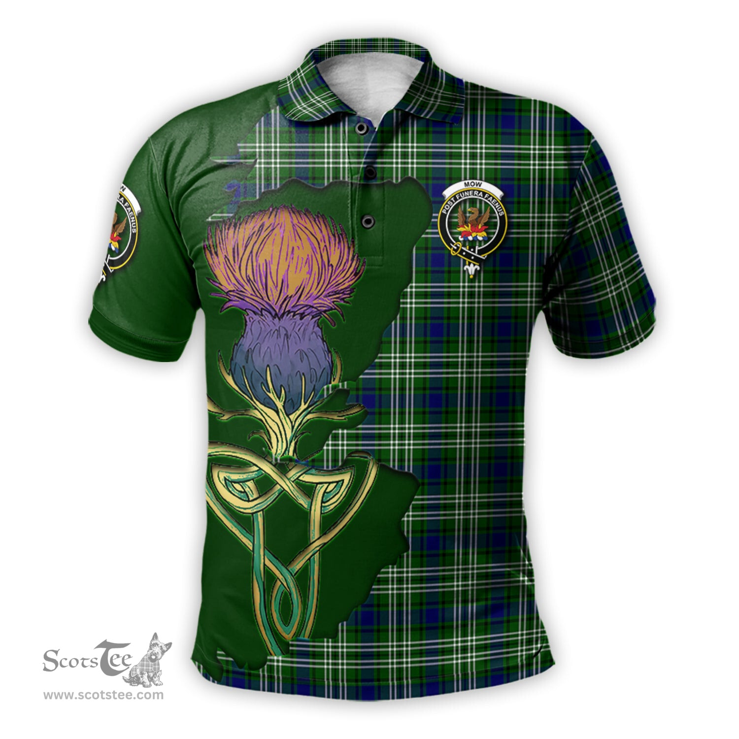 Scottish Mow Clan Tartan with Thistle and Scotland Map Tartan Plaid Polo Shirt Scottish Plaid Tartan Plaid - ScotsTee - scotstee.com