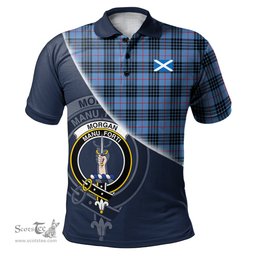 Scottish Morgan Ancient Clan Scotland Golf Plaid Polo Shirt with Scottish Flag Tartan Mens Polo Shirts Scottish Plaid Tartan Plaid - ScotsTee - scotstee.com
