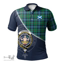 Scottish Urquhart Ancient Clan Scotland Golf Plaid Polo Shirt with Scottish Flag Tartan Mens Polo Shirts Scottish Plaid Tartan Plaid - ScotsTee - scotstee.com