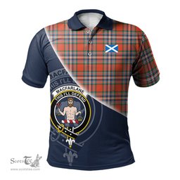 Scottish MacFarlane Ancient Clan Scotland Golf Plaid Polo Shirt with Scottish Flag Tartan Mens Polo Shirts Scottish Plaid Tartan Plaid - ScotsTee - scotstee.com