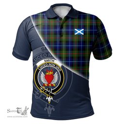 Scottish Smith Modern Clan Scotland Golf Plaid Polo Shirt with Scottish Flag Tartan Mens Polo Shirts Scottish Plaid Tartan Plaid - ScotsTee - scotstee.com