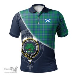 Scottish Irvine Ancient Clan Scotland Golf Plaid Polo Shirt with Scottish Flag Tartan Mens Polo Shirts Scottish Plaid Tartan Plaid - ScotsTee - scotstee.com