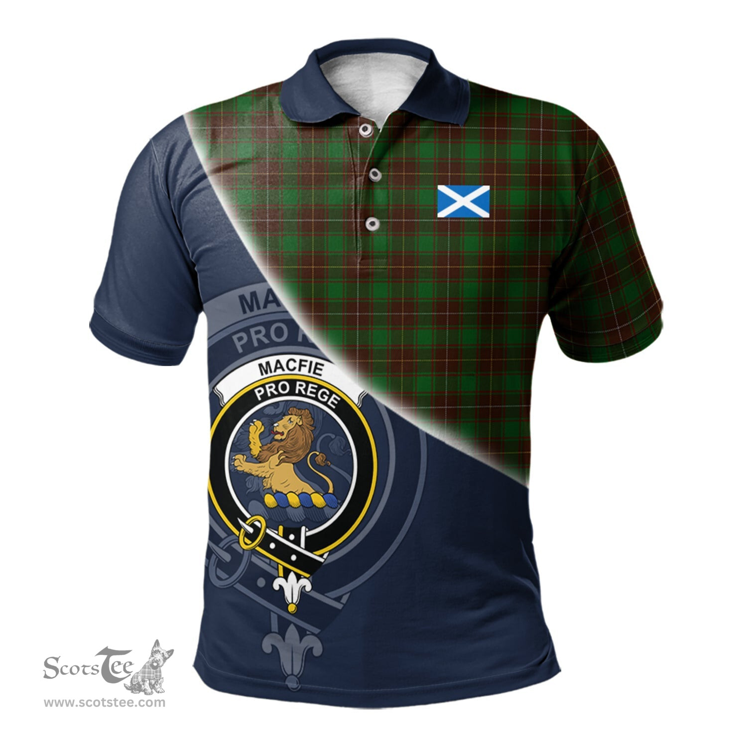 Scottish MacFie Hunting Clan Scotland Golf Plaid Polo Shirt with Scottish Flag Tartan Mens Polo Shirts Scottish Plaid Tartan Plaid - ScotsTee - scotstee.com