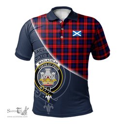 Scottish MacLachlan Modern Clan Scotland Golf Plaid Polo Shirt with Scottish Flag Tartan Mens Polo Shirts Scottish Plaid Tartan Plaid - ScotsTee - scotstee.com