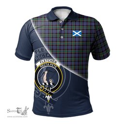 Scottish Fletcher Modern Clan Scotland Golf Plaid Polo Shirt with Scottish Flag Tartan Mens Polo Shirts Scottish Plaid Tartan Plaid - ScotsTee - scotstee.com