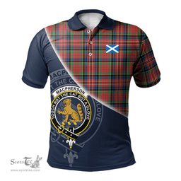 Scottish MacPherson Ancient Clan Scotland Golf Plaid Polo Shirt with Scottish Flag Tartan Mens Polo Shirts Scottish Plaid Tartan Plaid - ScotsTee - scotstee.com