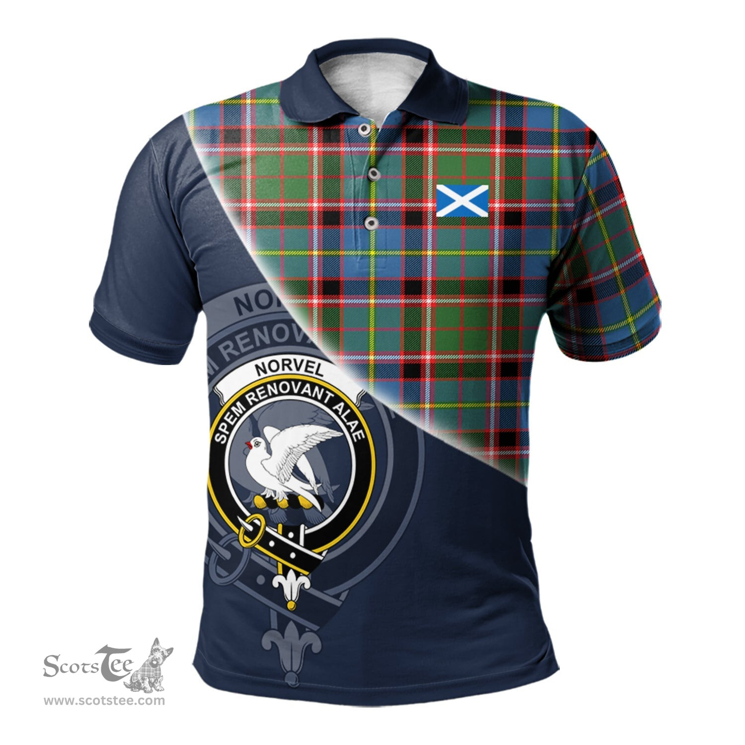 Scottish Norvel Clan Scotland Golf Plaid Polo Shirt with Scottish Flag Tartan Mens Polo Shirts Scottish Plaid Tartan Plaid - ScotsTee - scotstee.com