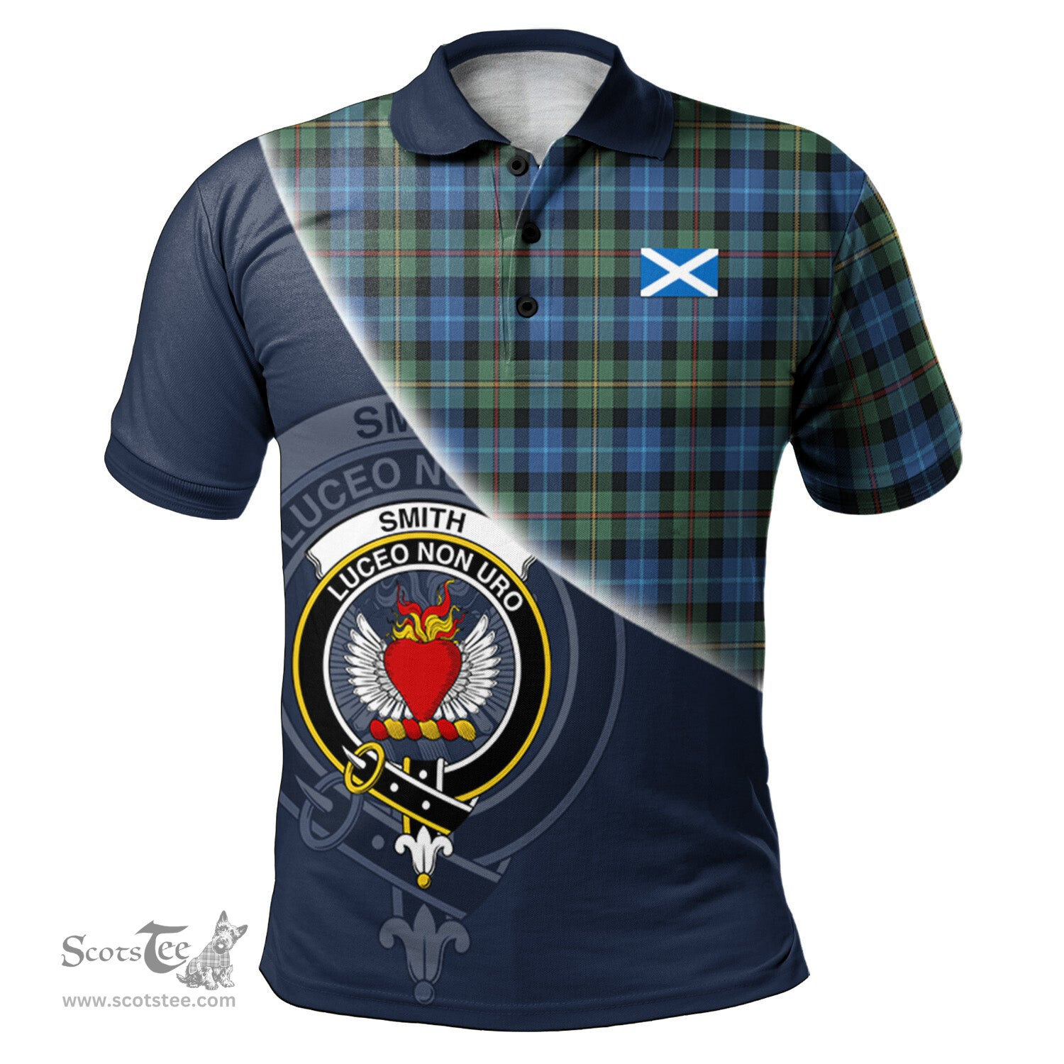 Scottish Smith Ancient Clan Scotland Golf Plaid Polo Shirt with Scottish Flag Tartan Mens Polo Shirts Scottish Plaid Tartan Plaid - ScotsTee - scotstee.com