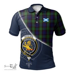 Scottish Nicolson Green Hunting Clan Scotland Golf Plaid Polo Shirt with Scottish Flag Tartan Mens Polo Shirts Scottish Plaid Tartan Plaid - ScotsTee - scotstee.com