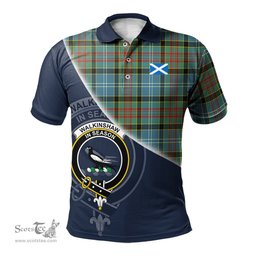 Scottish Walkinshaw Clan Scotland Golf Plaid Polo Shirt with Scottish Flag Tartan Mens Polo Shirts Scottish Plaid Tartan Plaid - ScotsTee - scotstee.com