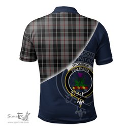 Scottish Thompson Grey Clan Scotland Golf Plaid Polo Shirt with Scottish Flag Tartan Mens Polo Shirts Scottish Plaid Tartan Plaid - ScotsTee - scotstee.com