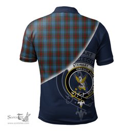 Scottish Stewart Royal Blue Clan Scotland Golf Plaid Polo Shirt with Scottish Flag Tartan Mens Polo Shirts Scottish Plaid Tartan Plaid - ScotsTee - scotstee.com