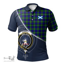 Scottish Sempill Modern Clan Scotland Golf Plaid Polo Shirt with Scottish Flag Tartan Mens Polo Shirts Scottish Plaid Tartan Plaid - ScotsTee - scotstee.com