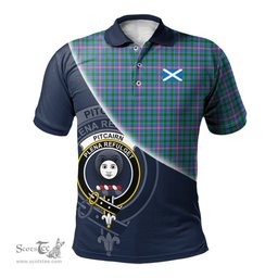 Scottish Pitcairn Hunting Clan Scotland Golf Plaid Polo Shirt with Scottish Flag Tartan Mens Polo Shirts Scottish Plaid Tartan Plaid - ScotsTee - scotstee.com