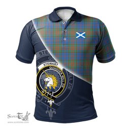 Scottish Stewart of Appin Hunting Ancient Clan Scotland Golf Plaid Polo Shirt with Scottish Flag Tartan Mens Polo Shirts Scottish Plaid Tartan Plaid - ScotsTee - scotstee.com