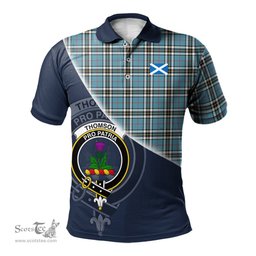 Scottish Thomson Clan Scotland Golf Plaid Polo Shirt with Scottish Flag Tartan Mens Polo Shirts Scottish Plaid Tartan Plaid - ScotsTee - scotstee.com