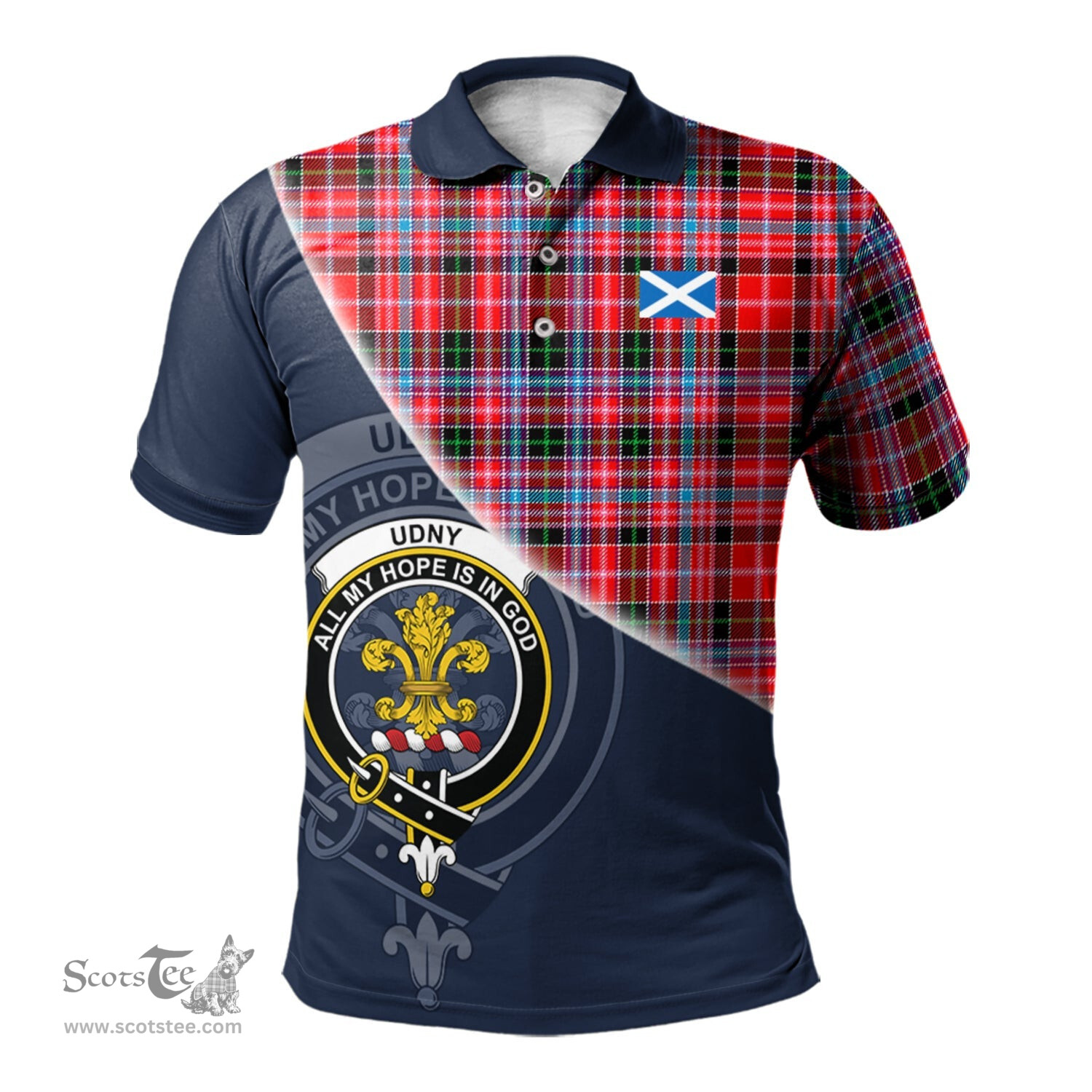 Scottish Udny Clan Scotland Golf Plaid Polo Shirt with Scottish Flag Tartan Mens Polo Shirts Scottish Plaid Tartan Plaid - ScotsTee - scotstee.com