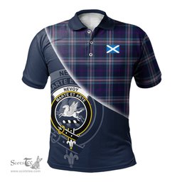 Scottish Nevoy Clan Scotland Golf Plaid Polo Shirt with Scottish Flag Tartan Mens Polo Shirts Scottish Plaid Tartan Plaid - ScotsTee - scotstee.com