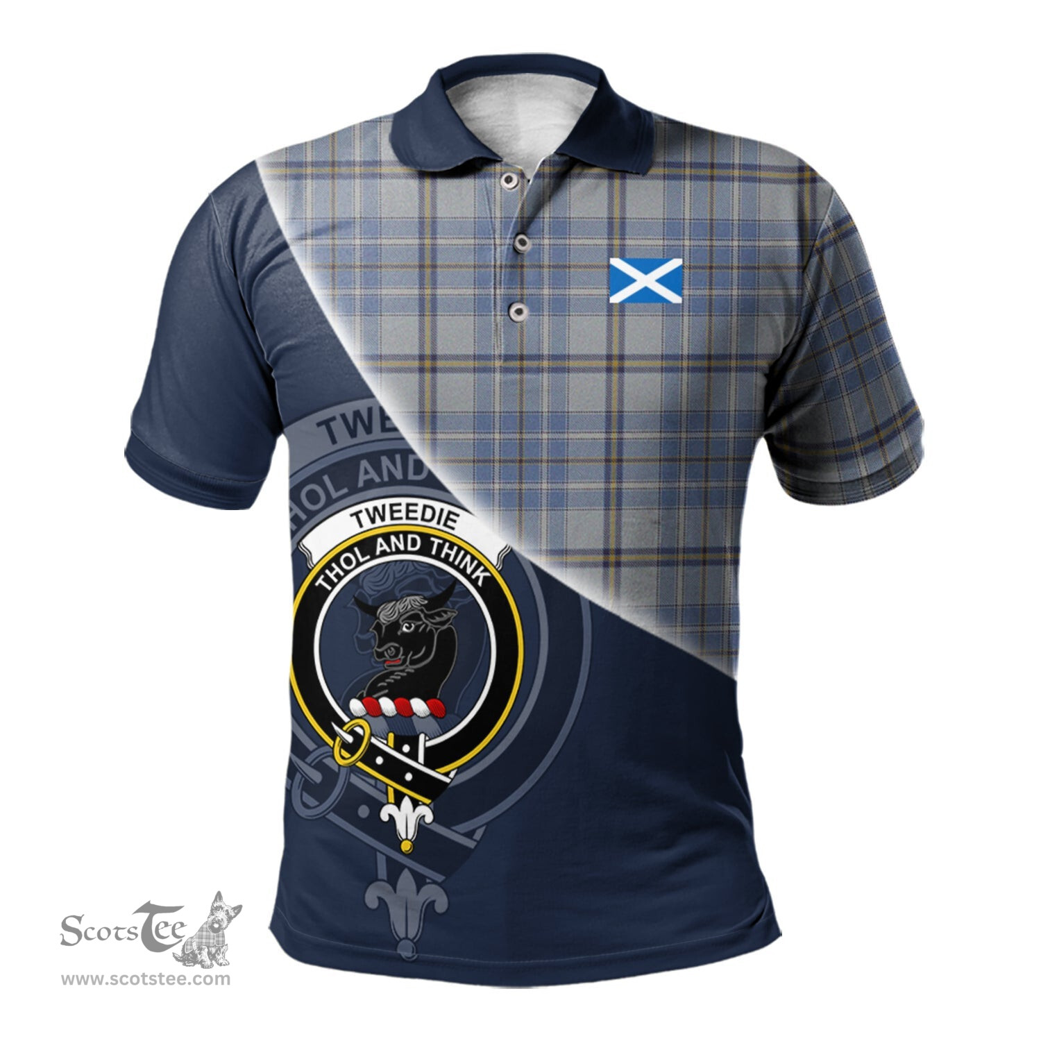 Scottish Tweedie Clan Scotland Golf Plaid Polo Shirt with Scottish Flag Tartan Mens Polo Shirts Scottish Plaid Tartan Plaid - ScotsTee - scotstee.com