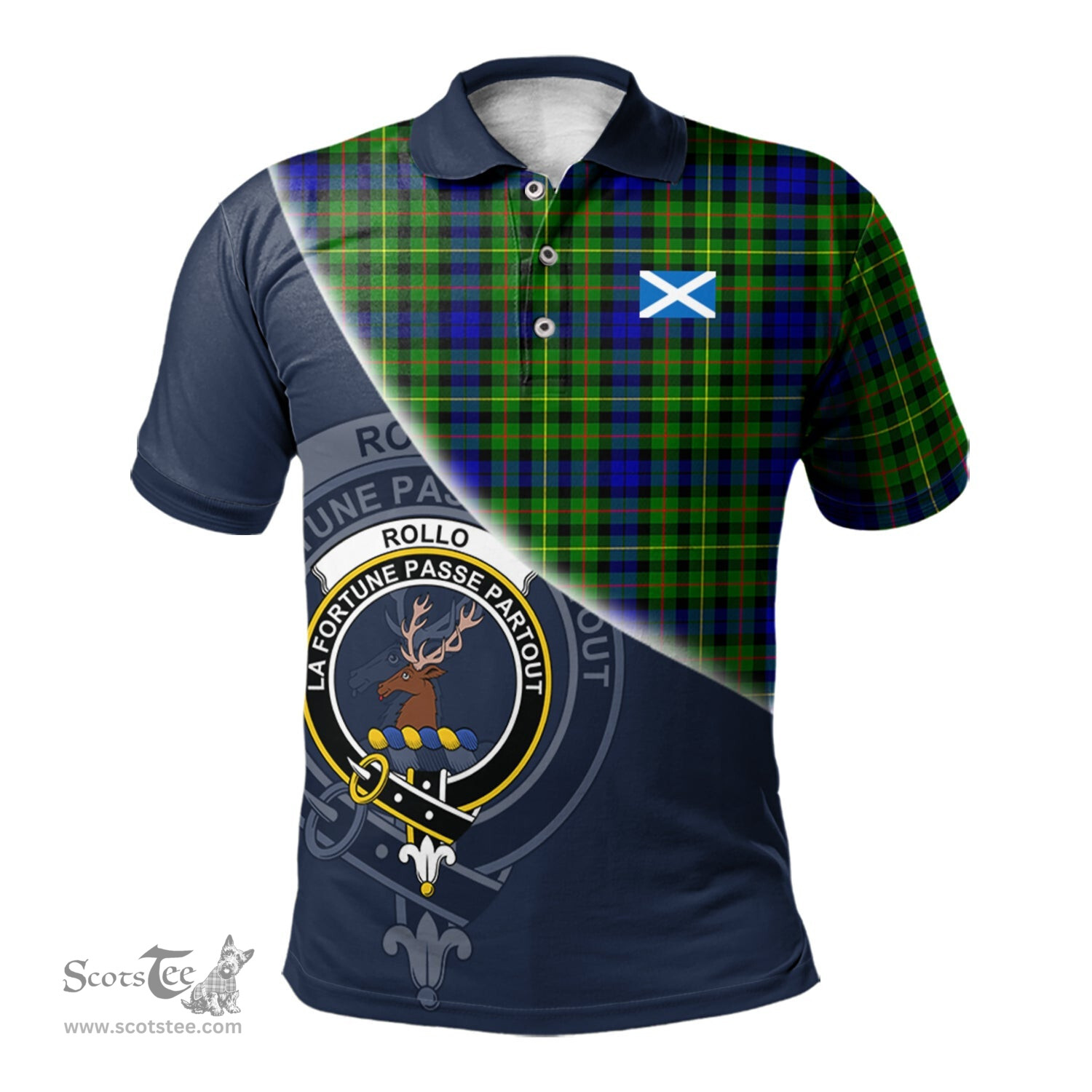 Scottish Rollo Modern Clan Scotland Golf Plaid Polo Shirt with Scottish Flag Tartan Mens Polo Shirts Scottish Plaid Tartan Plaid - ScotsTee - scotstee.com