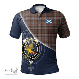 Scottish Nicolson Hunting Weathered Clan Scotland Golf Plaid Polo Shirt with Scottish Flag Tartan Mens Polo Shirts Scottish Plaid Tartan Plaid - ScotsTee - scotstee.com