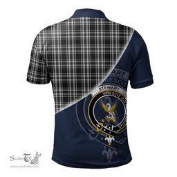 Scottish Stewart Black and White Clan Scotland Golf Plaid Polo Shirt with Scottish Flag Tartan Mens Polo Shirts Scottish Plaid Tartan Plaid - ScotsTee - scotstee.com
