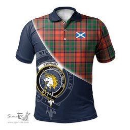 Scottish Stewart of Appin Ancient Clan Scotland Golf Plaid Polo Shirt with Scottish Flag Tartan Mens Polo Shirts Scottish Plaid Tartan Plaid - ScotsTee - scotstee.com