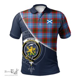 Scottish Newton Clan Scotland Golf Plaid Polo Shirt with Scottish Flag Tartan Mens Polo Shirts Scottish Plaid Tartan Plaid - ScotsTee - scotstee.com