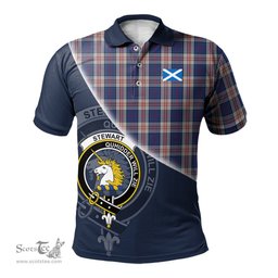 Scottish Stewart of Appin Hunting Dress Clan Scotland Golf Plaid Polo Shirt with Scottish Flag Tartan Mens Polo Shirts Scottish Plaid Tartan Plaid - ScotsTee - scotstee.com