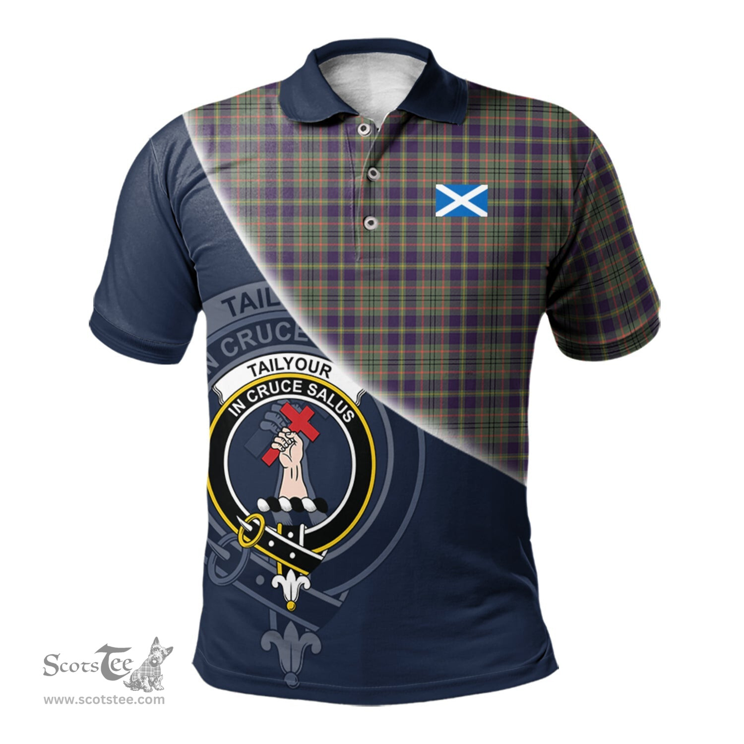 Scottish Taylor Weathered Clan Scotland Golf Plaid Polo Shirt with Scottish Flag Tartan Mens Polo Shirts Scottish Plaid Tartan Plaid - ScotsTee - scotstee.com