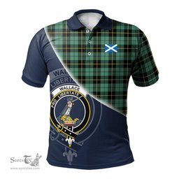 Scottish Wallace Hunting Ancient Clan Scotland Golf Plaid Polo Shirt with Scottish Flag Tartan Mens Polo Shirts Scottish Plaid Tartan Plaid - ScotsTee - scotstee.com
