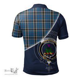 Scottish Thomson Dress Blue Clan Scotland Golf Plaid Polo Shirt with Scottish Flag Tartan Mens Polo Shirts Scottish Plaid Tartan Plaid - ScotsTee - scotstee.com