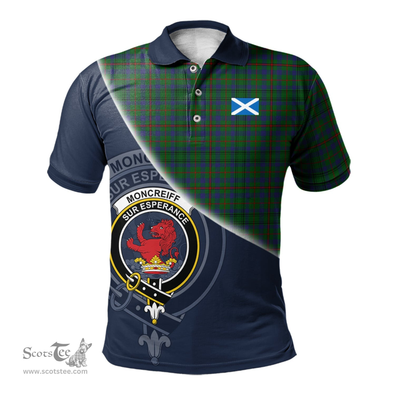 Scottish Moncrieff of Atholl Clan Scotland Golf Plaid Polo Shirt with Scottish Flag Tartan Mens Polo Shirts Scottish Plaid Tartan Plaid - ScotsTee - scotstee.com