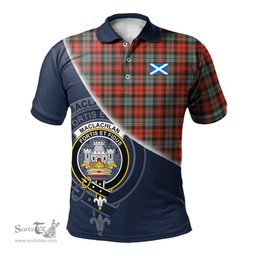 Scottish MacLachlan Weathered Clan Scotland Golf Plaid Polo Shirt with Scottish Flag Tartan Mens Polo Shirts Scottish Plaid Tartan Plaid - ScotsTee - scotstee.com