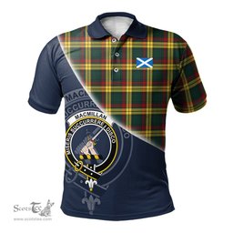 Scottish MacMillan Old Modern Clan Scotland Golf Plaid Polo Shirt with Scottish Flag Tartan Mens Polo Shirts Scottish Plaid Tartan Plaid - ScotsTee - scotstee.com