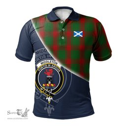Scottish Middleton Clan Scotland Golf Plaid Polo Shirt with Scottish Flag Tartan Mens Polo Shirts Scottish Plaid Tartan Plaid - ScotsTee - scotstee.com
