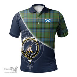 Scottish MacMillan Hunting Ancient Clan Scotland Golf Plaid Polo Shirt with Scottish Flag Tartan Mens Polo Shirts Scottish Plaid Tartan Plaid - ScotsTee - scotstee.com