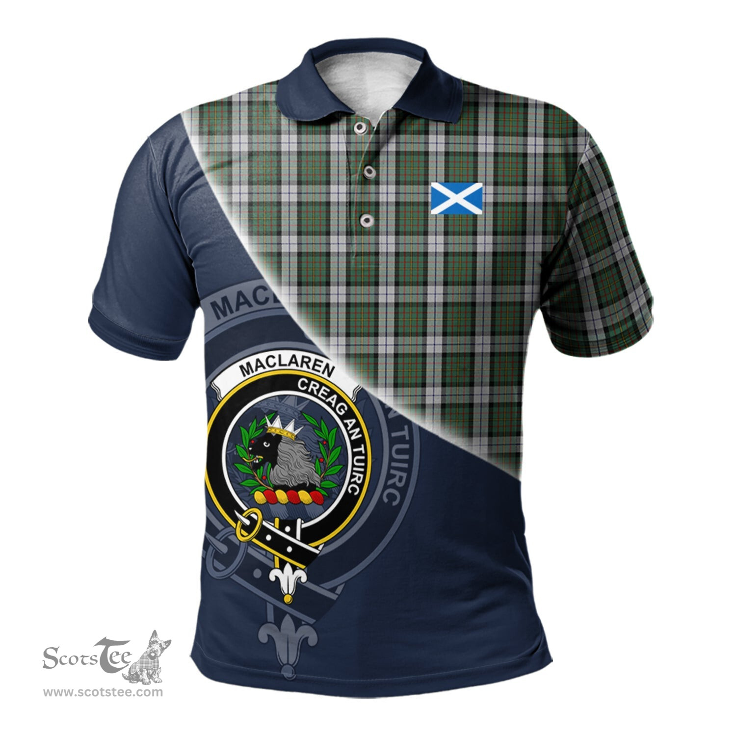 Scottish MacLaren Dress Clan Scotland Golf Plaid Polo Shirt with Scottish Flag Tartan Mens Polo Shirts Scottish Plaid Tartan Plaid - ScotsTee - scotstee.com