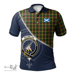 Scottish MacMillan Ancient Clan Scotland Golf Plaid Polo Shirt with Scottish Flag Tartan Mens Polo Shirts Scottish Plaid Tartan Plaid - ScotsTee - scotstee.com