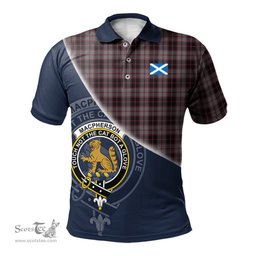 Scottish MacPherson Hunting Clan Scotland Golf Plaid Polo Shirt with Scottish Flag Tartan Mens Polo Shirts Scottish Plaid Tartan Plaid - ScotsTee - scotstee.com