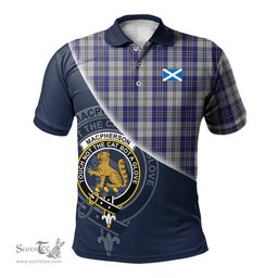 Scottish MacPherson Dress Blue Clan Scotland Golf Plaid Polo Shirt with Scottish Flag Tartan Mens Polo Shirts Scottish Plaid Tartan Plaid - ScotsTee - scotstee.com