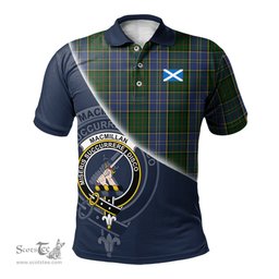Scottish MacMillan Hunting Clan Scotland Golf Plaid Polo Shirt with Scottish Flag Tartan Mens Polo Shirts Scottish Plaid Tartan Plaid - ScotsTee - scotstee.com