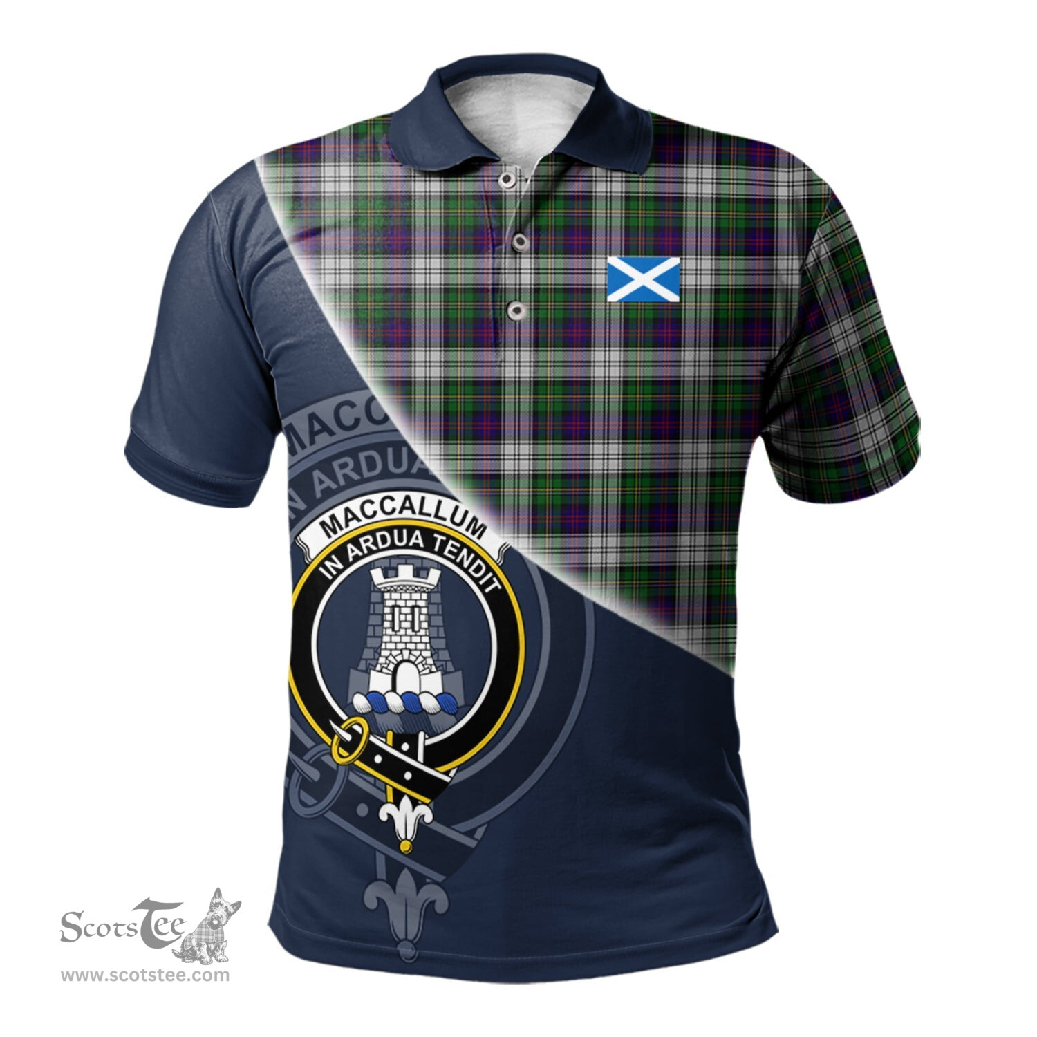 Scottish MacCallum Dress Clan Scotland Golf Plaid Polo Shirt with Scottish Flag Tartan Mens Polo Shirts Scottish Plaid Tartan Plaid - ScotsTee - scotstee.com
