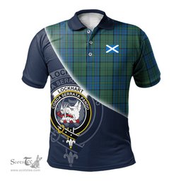 Scottish Lockhart Clan Scotland Golf Plaid Polo Shirt with Scottish Flag Tartan Mens Polo Shirts Scottish Plaid Tartan Plaid - ScotsTee - scotstee.com