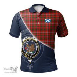 Scottish MacKinnon Modern Clan Scotland Golf Plaid Polo Shirt with Scottish Flag Tartan Mens Polo Shirts Scottish Plaid Tartan Plaid - ScotsTee - scotstee.com