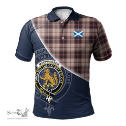 Scottish MacPherson Hunting Ancient Clan Scotland Golf Plaid Polo Shirt with Scottish Flag Tartan Mens Polo Shirts Scottish Plaid Tartan Plaid - ScotsTee - scotstee.com
